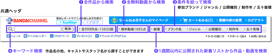 配信中作品の検索方法
