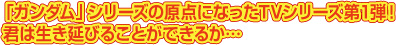 �u�K���_���v�V���[�Y�̌��_�ɂȂ���TV�V���[�Y��1�e�I  �N�͐������т邱�Ƃ��ł��邩�c