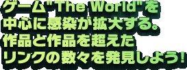 �Q�[��"The World"�𒆐S�Ɋ������g�傷��B��i�ƍ�i�𒴂��������N�̐��X�𔭌����悤�I